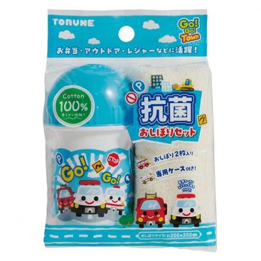 Towel & Anti-Bacterial Case Set \'Go Go Town Vehicles\'